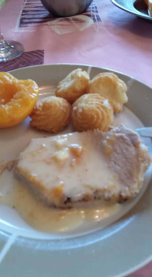 Roti de porc aux pêches