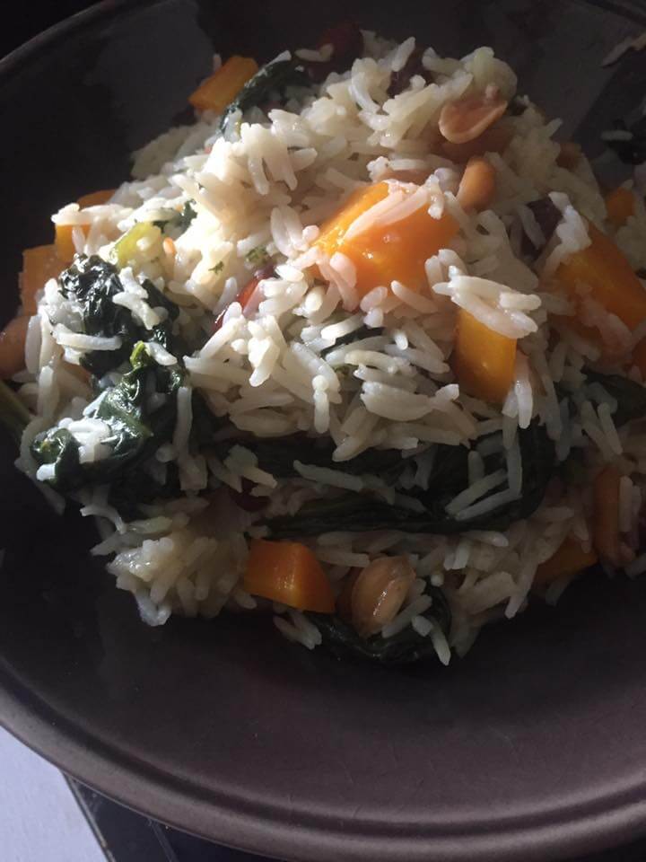 Riz Pilaf aux épinards et aux carottes